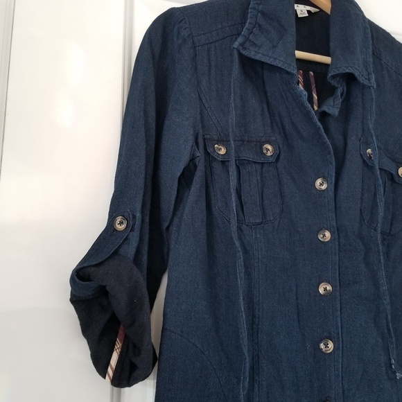 CAbi Cotton Blue Button Up Shirt Jacket Size Small - Picture 3 of 8